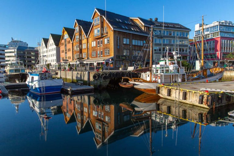 Tromso harbor, old tree houses